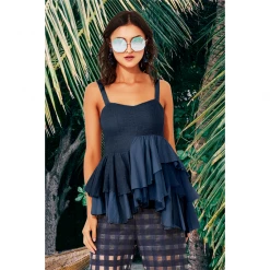 TRELISE COOPER Tops Layered Up Top Navy Size 10