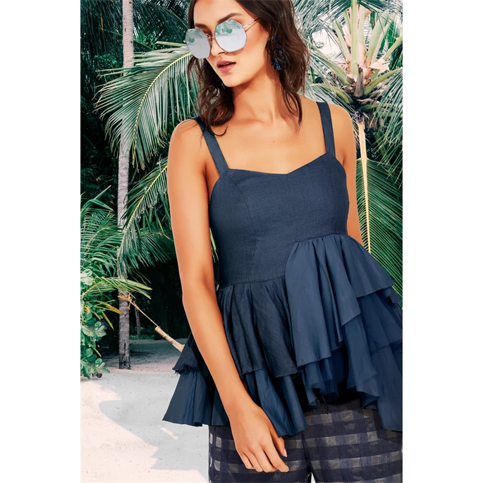 TRELISE COOPER Tops Layered Up Top Navy Size 10 2 TRELISE COOPER Tops Layered Up Top Navy Size 10