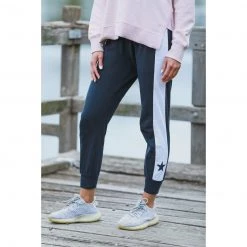 3RD STORY Tops Contrast Star Panel Jogger Navy