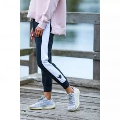 3RD STORY Tops Contrast Star Panel Jogger Navy