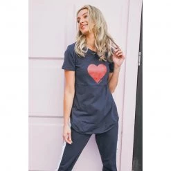 3RD STORY Tops Red Heart Tee Ink