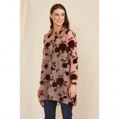 Curate Tops Hot Under The Collar Shirt - Rose Burnout Velvet