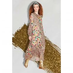 Curate Layer Player Dress Abstract Peach Dresses