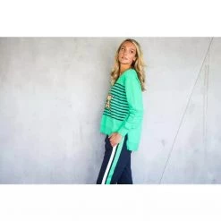 3RD STORY Gold Star With Stripes Sweater Peppermint Tops