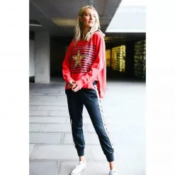 3RD STORY Gold Star With Stripes Sweater Poppy