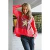 3RD STORY Gold Star With Stripes Sweater Poppy
