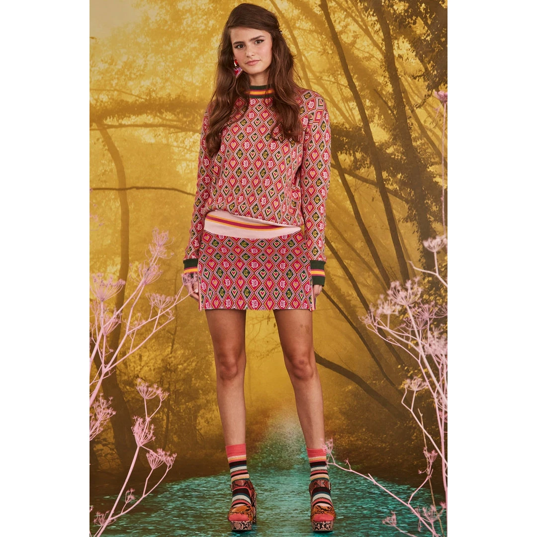 Coop Bottoms Mini Bar Skirt - Pink Forrest