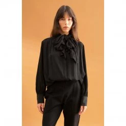 Mela Purdie Scarf Neck Blouse Black