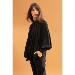 Mela Purdie Scarf Neck Blouse Black