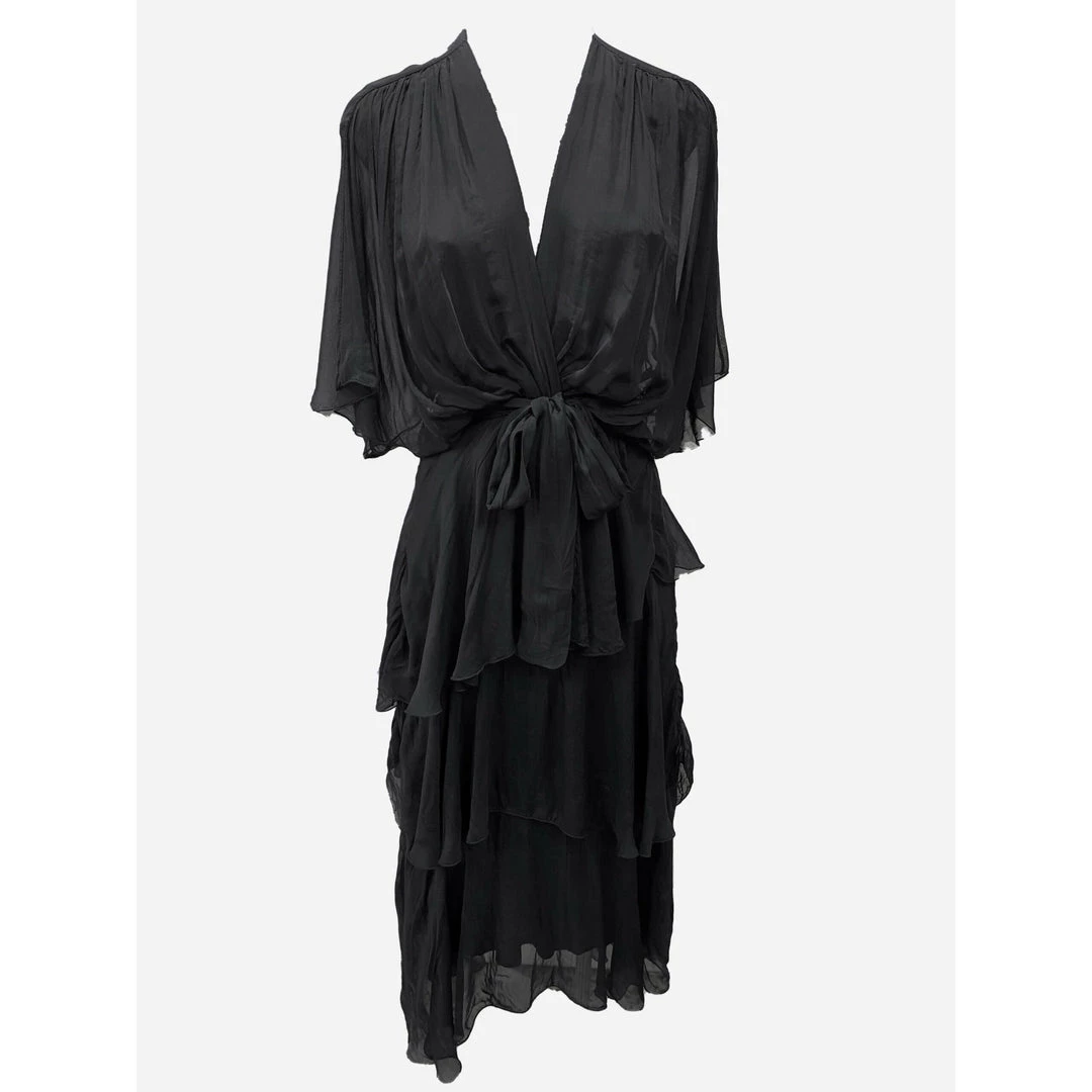 La Strada Silk 3 Tiered Dress Nero Dresses 2 La Strada Silk 3 Tiered Dress Nero Dresses