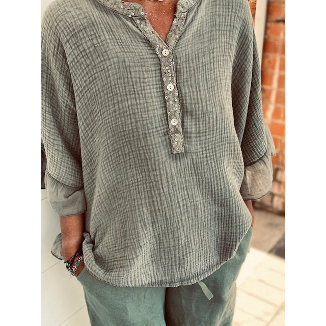 ITALIAN LUXE Luisa Top With Sequin Trim Tops 11 ITALIAN LUXE Luisa Top With Sequin Trim Tops