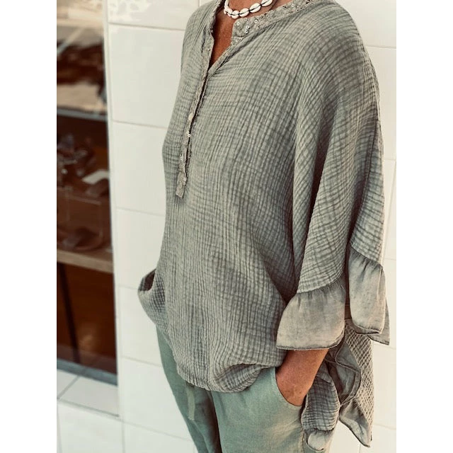 ITALIAN LUXE Luisa Top With Sequin Trim Tops 12 ITALIAN LUXE Luisa Top With Sequin Trim Tops