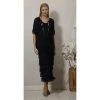 La Strada Silk Shift Dress With Tiered Layer Skirt Navy Dresses