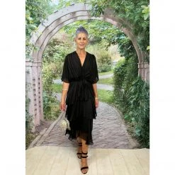 La Strada Silk 3 Tiered Dress Nero Dresses