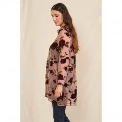 Curate Tops Hot Under The Collar Shirt - Rose Burnout Velvet