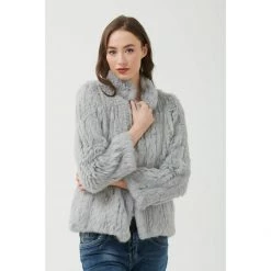 365 DAYS Rabbit Fur High Neck Jacket Silver