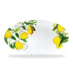 Lulu And I Self Home Gift Melamine Lemon Basil Oval Platter