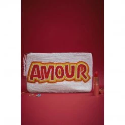 The Jacksons Amour Beaded Bag White/red + Gold Writing