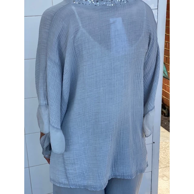 ITALIAN LUXE Luisa Top With Sequin Trim Tops 8 ITALIAN LUXE Luisa Top With Sequin Trim Tops