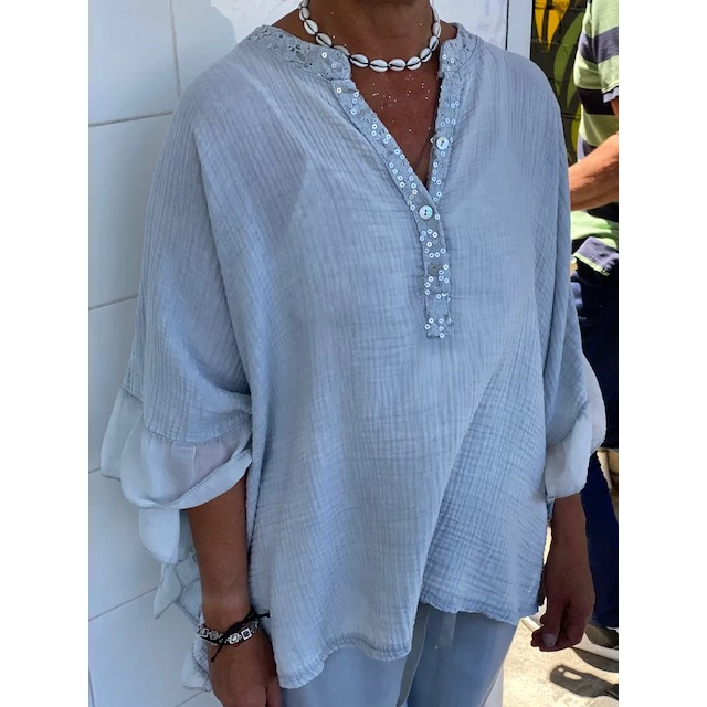 ITALIAN LUXE Luisa Top With Sequin Trim Tops 7 ITALIAN LUXE Luisa Top With Sequin Trim Tops