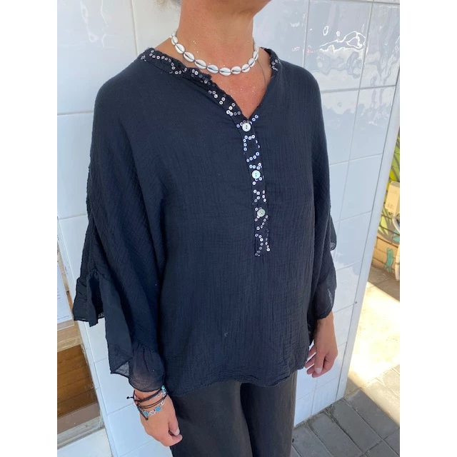 ITALIAN LUXE Luisa Top With Sequin Trim Tops 13 ITALIAN LUXE Luisa Top With Sequin Trim Tops