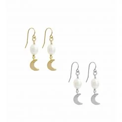 Misuzi Fay Mini Hoop With Pearl & Moon Earring