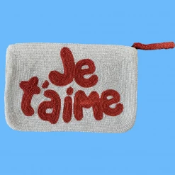 The Jacksons J'Taime Beaded Bag White Red Writing Accessories
