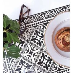 Beija Flor Kitchen & Tabletop Flor De Lis Black & White Vinyl Placemat