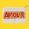 The Jacksons Amour Beaded Bag White/red + Gold Writing