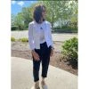 ITALIAN LUXE Jackets Sequin Trim Cotton Jacket Cropped White