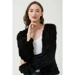 365 DAYS Fur Jackets Rabbit Fur Jacket Black